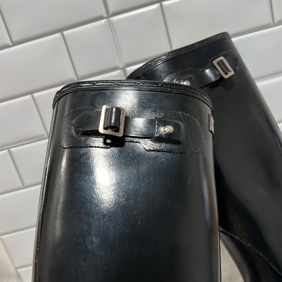 Hunter Original Back Adjustable Gloss Black Rain BOOTS Women's Size 9 - Picture 4 of 11